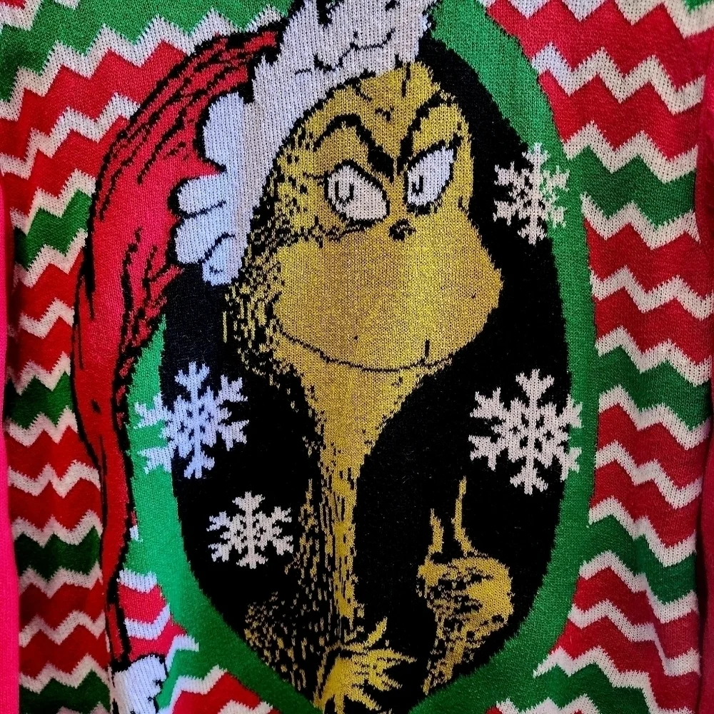 Dr. Suess' The Grinch Ugly Christmas Knit Sweater Men's Large L Holiday Party